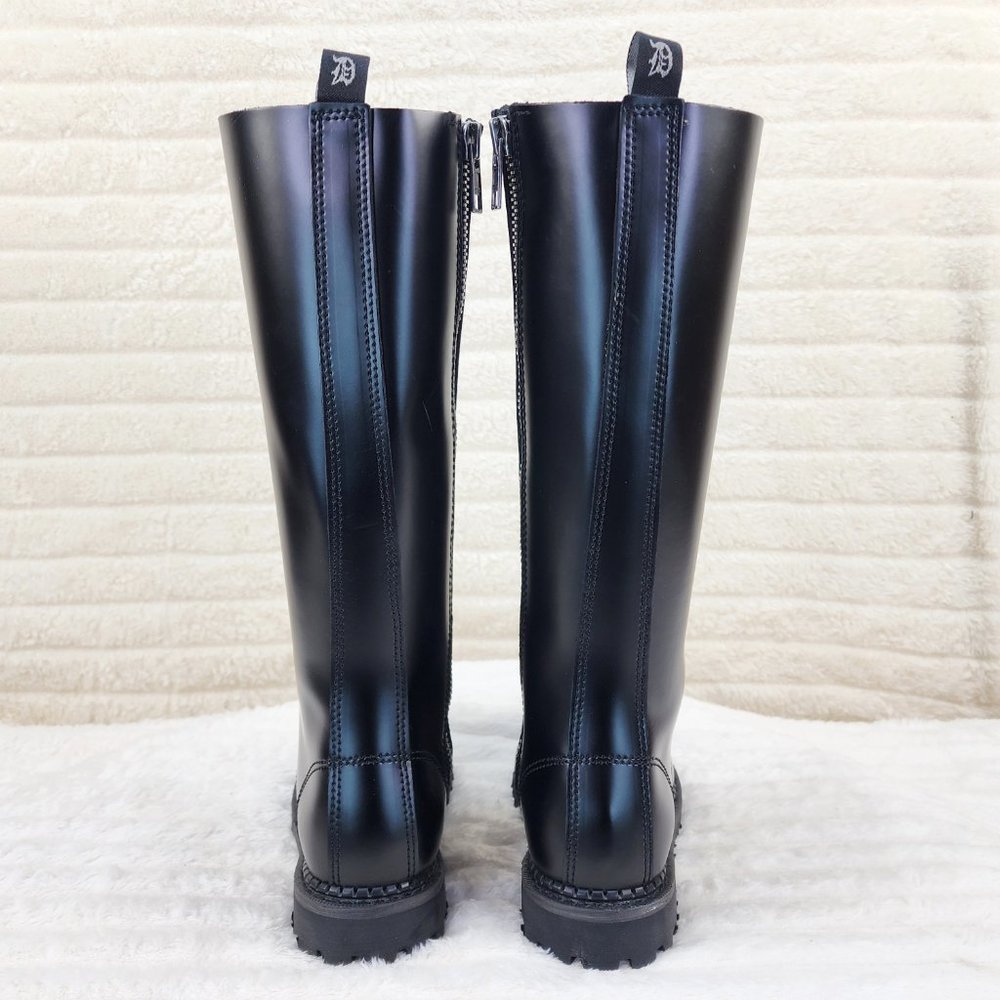 Genuine Real Leather Steel Toe Lace Up Demonia  Riot Men's Knee Boots - Picture 7 of 9